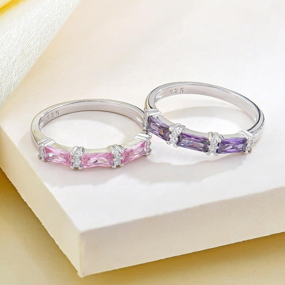 Sterling Silver Stackable Ring With Dainty Births… - image 5